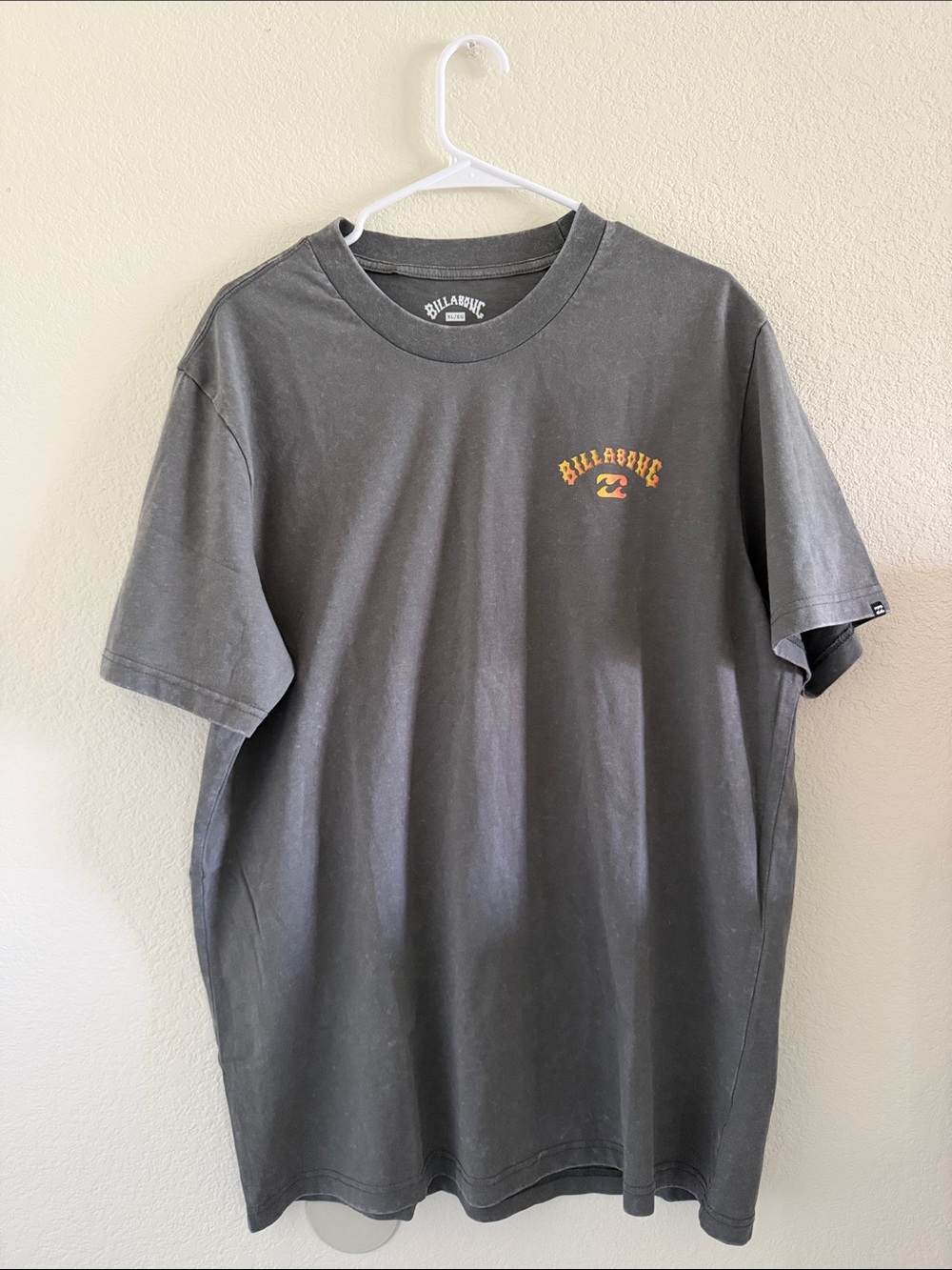 Billabong Charcoal Short Sleeve Tee with Small Orange Logo